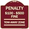 Signmission Penalty $100 $500 Fine Tow Away Zone Virginia Handicap Supplementary Alum, 18" x 18", BU-1818-23336 A-DES-BU-1818-23336 - alternate 1